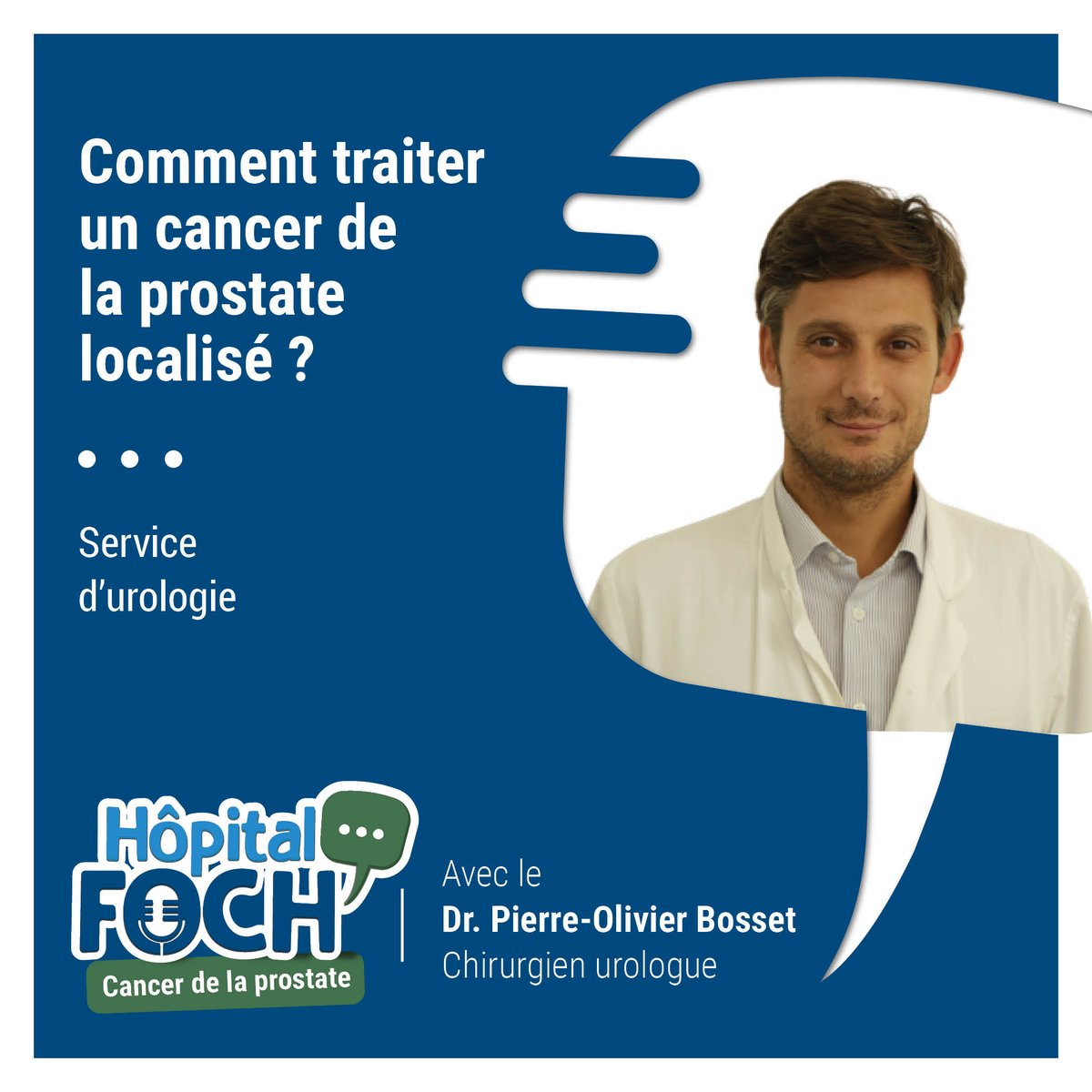 HopitalFoch's tweet photo. 🎙️ Comment traiter un #cancer de la #prostate localisé ?

Quelles sont les différentes possibilités de prise en charge ?
Quelles peuvent-être les alternatives ?
👨‍⚕️ Toutes les réponses du Dr Pierre-Olivier Bosset, #chirurgien #urologue.
#cancerdelaprostate

https://t.co/Pmww2s979o https://t.co/zUF6jVSMtb