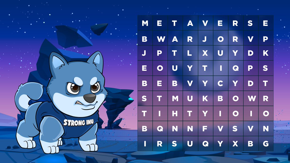 StrongInu's tweet image. Let's have fun! Are you able to answer it correctly? 🤔

Can you find all the #StrongInu words lost in this puzzle?🐶

Leave your answers in the comments below 👇👇

#StrongInu $SINU #Crypto #cryptocurrency #blockchain #altcoin #weekendvibes