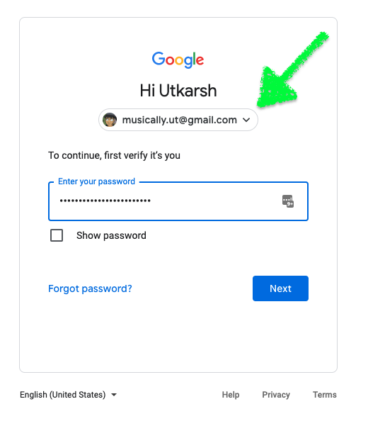 musically_ut's tweet photo. Am wondering what possible #uxdesign  reason could be there to:

 1. not let the user choose a #Google Accounts on the first screen, 
 2. allowing it on the next screen, but then sending the user back to the first screen with the "correct" account selected?

🤔 https://t.co/AqOabuZ28w
