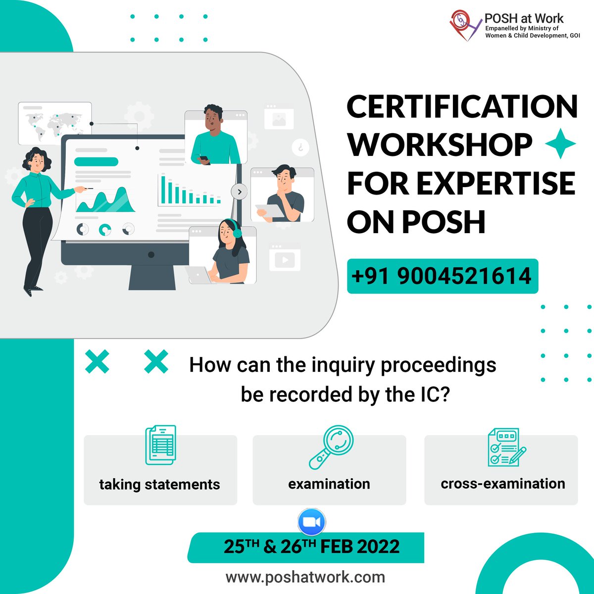poshatwork's tweet photo. POSH Certificate Program on 25th & 26th Feb 2022.
Learn more-
Email: connect@poshatwork.com
Call : +91 9004521614
Register link-
https://t.co/9P2h3XMF2q
#PoshatWork #Poshlaw #Poshact #Poshcertification https://t.co/6yxpcaDPRF