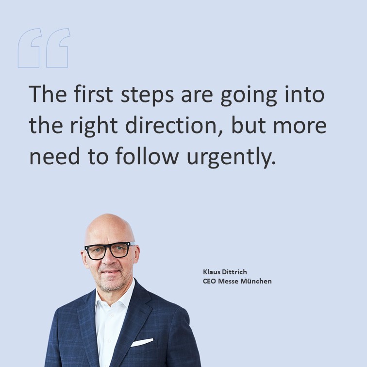 messemuenchen's tweet photo. The new #resolutions are the first steps in the right direction and give us confidence for the upcoming events. Now specific implementation steps must follow quickly. #Tradefairs are the most efficient #economicstimulusplan and there is no substitute for #personalencounters. https://t.co/Wfj3EwhEOs