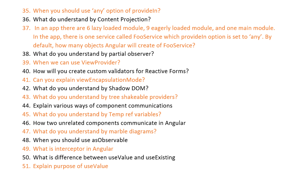 debug_mode's tweet image. For clients in 6 months, I have interviewed around 100 candidates on #Angular

Only 6 got offers and most were not able to answer basic questions.

There is a huge demand for #Angular developers in India and not enough talent.

Here are some sample interview questions #geek97