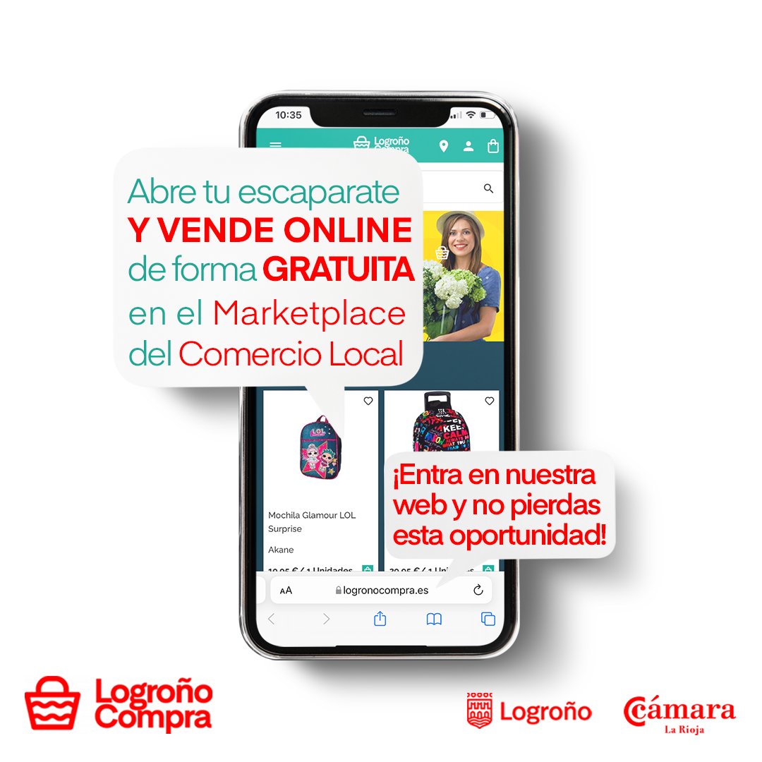 LogronoCompra's tweet photo. ¡Querido #comerciolocal! 

Ha llegado la hora de que puedas 𝘃𝗲𝗻𝗱𝗲𝗿 𝗼𝗻𝗹𝗶𝗻𝗲 GRA TIS ‼️ Gracias al impulso de la @CamaraRioja y el @AytoLogrono, los comercios de #Logroño pueden abrir su escaparate para ofrecer sus productos. 

¿Te vienes? ➡️ https://t.co/g7GmBwCe1V https://t.co/pXXYWG9xiH