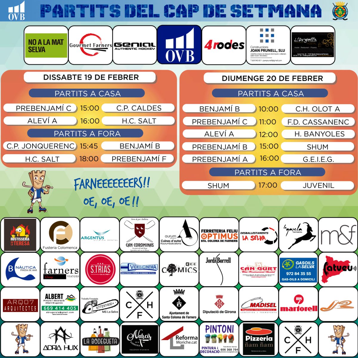Club Hoquei Farners (@hoqueifarners) on Twitter photo ⚪🔵Partits del cap de setmana 🔵⚪
#ovbgirona1
<a href="/genialhockey/">genial_hockey</a>
<a href="/sport4rodes/">4 Rodes</a>
<a href="/AjSCFarners/">Ajuntament SCFarners</a>
<a href="/DiputacioGirona/">Diputació de Girona</a>
#hoquei #hoqueipatins #esports #esportcat #lovehoquei #hoqueifarners #jornada ⚪🔵Partits del cap de setmana 🔵⚪
#ovbgirona1
<a href="/genialhockey/">genial_hockey</a>
<a href="/sport4rodes/">4 Rodes</a>
<a href="/AjSCFarners/">Ajuntament SCFarners</a>
<a href="/DiputacioGirona/">Diputació de Girona</a>
#hoquei #hoqueipatins #esports #esportcat #lovehoquei #hoqueifarners #jornada