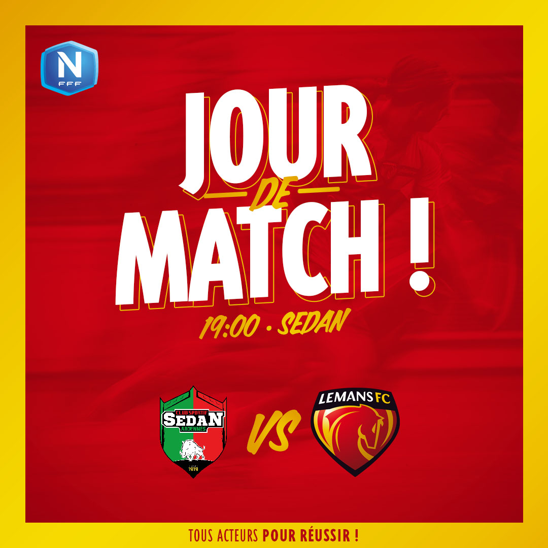 LEMANSFC's tweet image. 𝐉𝐎𝐔𝐑 𝐃𝐄 𝐌𝐀𝐓𝐂𝐇 !

🆚 @_CSSA (8e/18)
🏆 @NationalFFF (J22/34)
⌚ 19h
🏟 Stade Louis-Dugauguez, Sedan
📺 Direct vidéo sur lemansfc.fr
#⃣ #CSSALMFC

#AllezLEMANSFC 🔴🟡