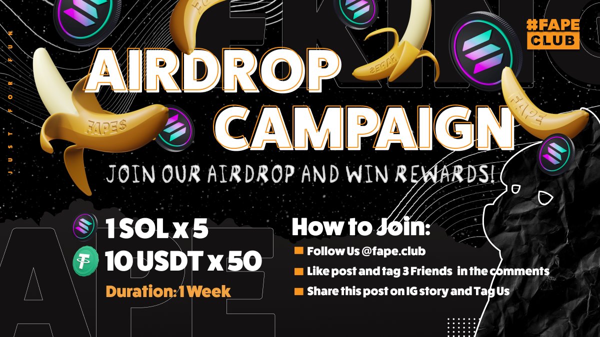 fapeclubnft1's tweet photo. 🦍 #LFG #fapegang 

Join our instagram #airdrop 🪂 campaign and win $SOL and $USDT 💰

Grab 🍑 the chance now... 😉
https://t.co/L2CRbkQXbu https://t.co/cwQ7dGez2j