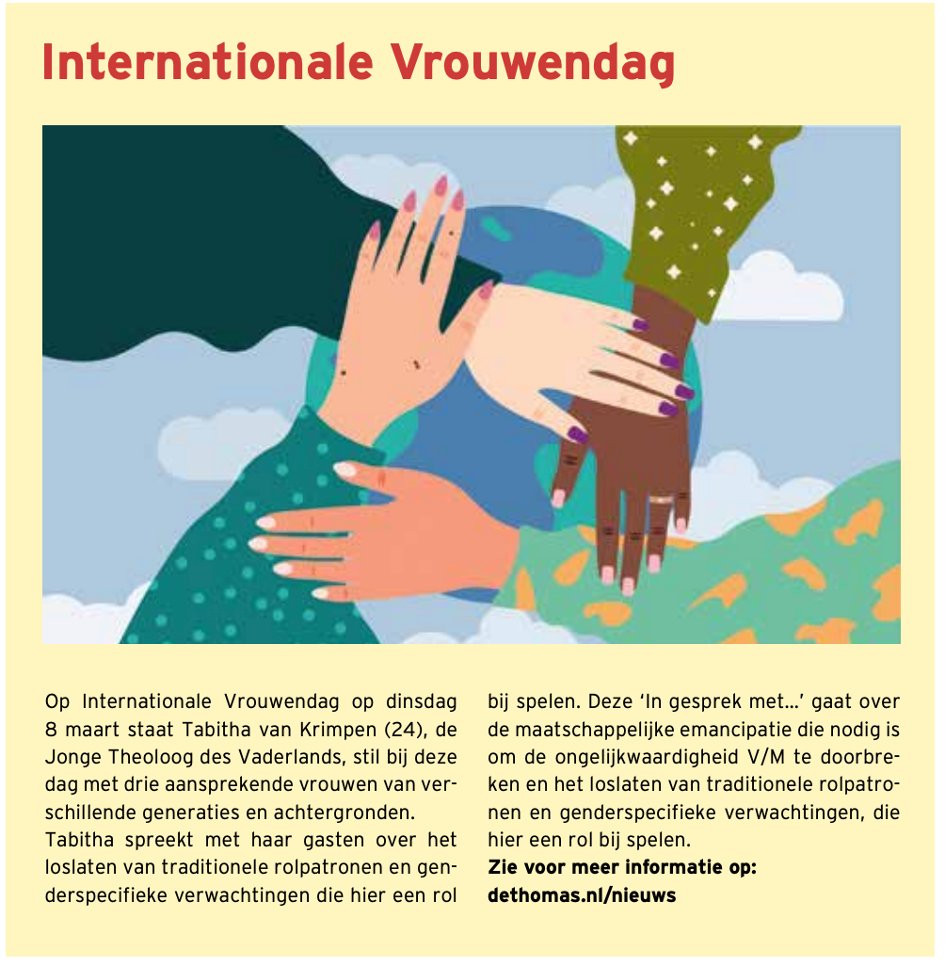 De Thomas (@dethomas020) on Twitter photo Ook in Kerk in Mokum: Op Internationale Vrouwendag 8/3 staat @TabithavKrimpen in ons huis stil bij 't loslaten van rolpatronen en genderspecifieke verwachtingen. Met <a href="/DoetsElske/">elske doets</a>, <a href="/liesbethstaats/">liesbeth staats</a> en <a href="/RosalieneIsrael/">Rosaliene Israel</a> bestuurder bij @protestants020. Welkom: dethomas.nl/activiteiten/a… Ook in Kerk in Mokum: Op Internationale Vrouwendag 8/3 staat @TabithavKrimpen in ons huis stil bij 't loslaten van rolpatronen en genderspecifieke verwachtingen. Met <a href="/DoetsElske/">elske doets</a>, <a href="/liesbethstaats/">liesbeth staats</a> en <a href="/RosalieneIsrael/">Rosaliene Israel</a> bestuurder bij @protestants020. Welkom: dethomas.nl/activiteiten/a…