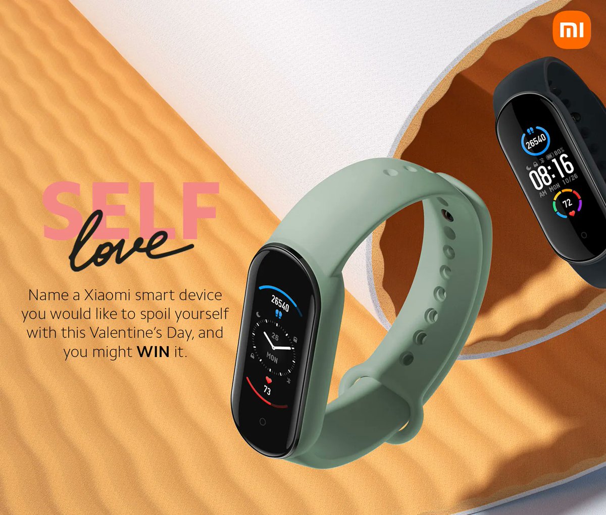 Xiaomi_ZA's tweet photo. Self-love is no fad.

Tell us which of these Xiaomi products will make you love yourself a little more this Valentine's Day, and it might be coming your way! #FallingInLoveWithMe
Choose between the #MiSmartBand5 or #MiTrueWirelessEarphonesBasic2.
 
#XiaomiValentine Ts&amp;Cs apply. https://t.co/nU5d02weAg
