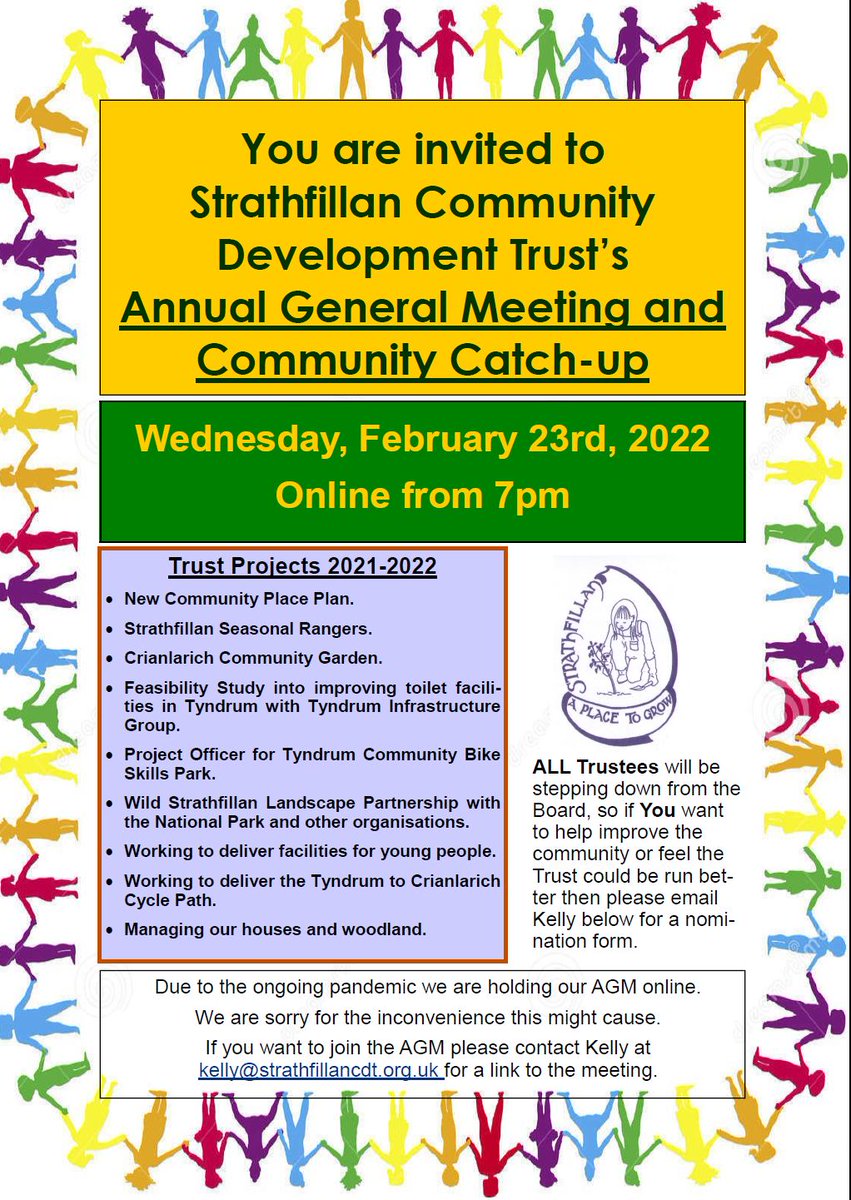 Come along to our AGM and find out what Strathfillan Community Development Trust has been up to! #communityengagment #ruralcommunities