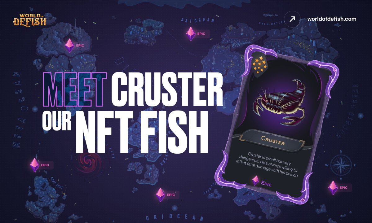 WorldOfDefish's tweet photo. 😈 How fearless are you to face this creature? 😈
Meet Cruster. Our NFT Fish!
Tiny, but really dangerous. Blending with the darkness, he suddenly releases deadly poison with his tail. The victim has no chance of survival!
You certainly didn’t expect it. #Cruster #FishCard https://t.co/lyjprc3O3Y