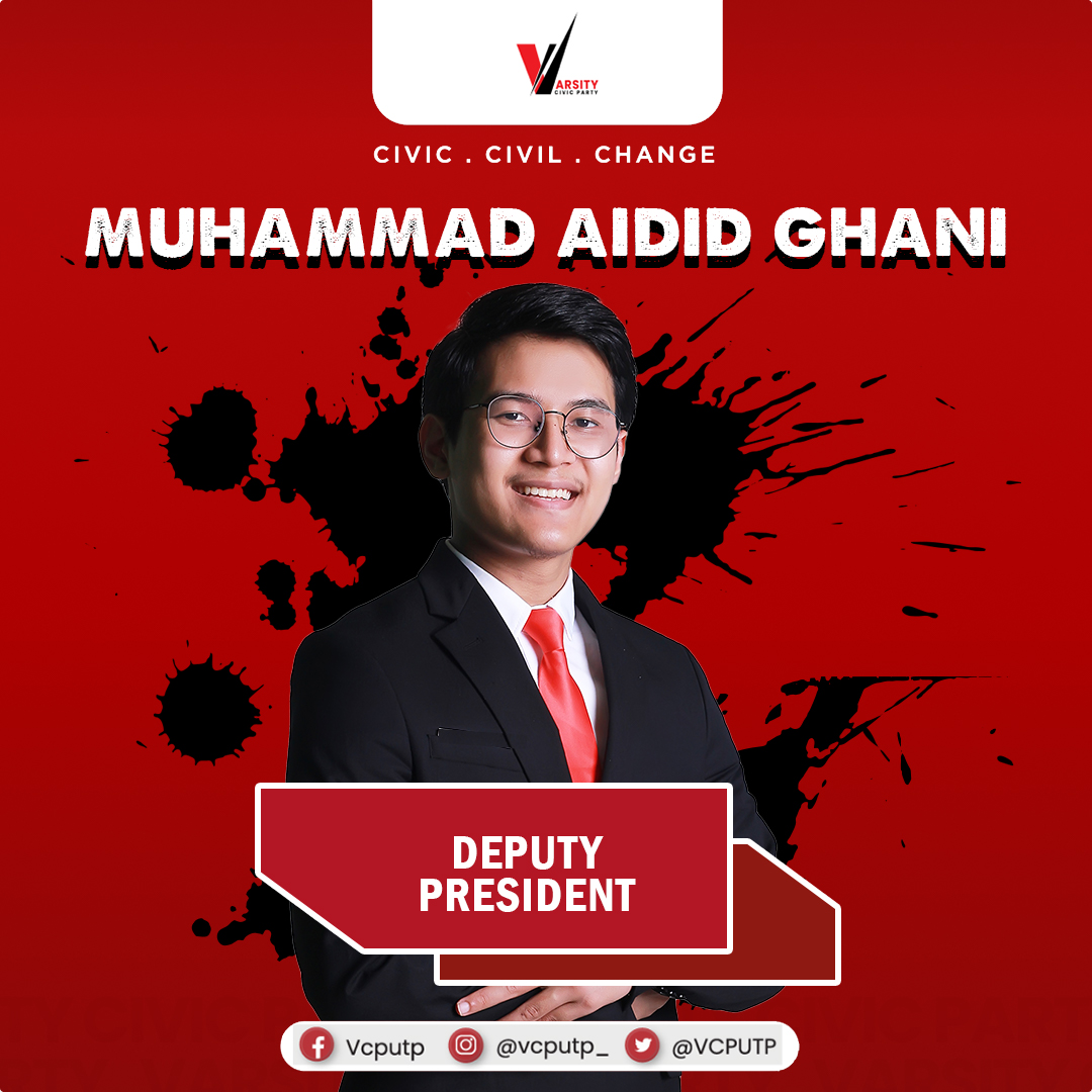 VCPUTP's tweet photo. ⚜️ 𝐕𝐂𝐏 𝐇𝐈𝐂𝐎𝐌 𝐋𝐈𝐍𝐄-𝐔𝐏 ⚜️
Varsity Civic Party, from students we came, to students we serve!⁣⁣

We proudly present to you:
VCP's new Deputy President! 

♦️𝘾𝙄𝙑𝙄𝘾♦️𝘾𝙄𝙑𝙄𝙇♦️𝘾𝙃𝘼𝙉𝙂𝙀♦️
#InVCPWeTrust🤝🏻
#VoteforChange🗳️
#VoteRED⁠❤️
#UTPCampusElection2022 https://t.co/QsIAApwhWA