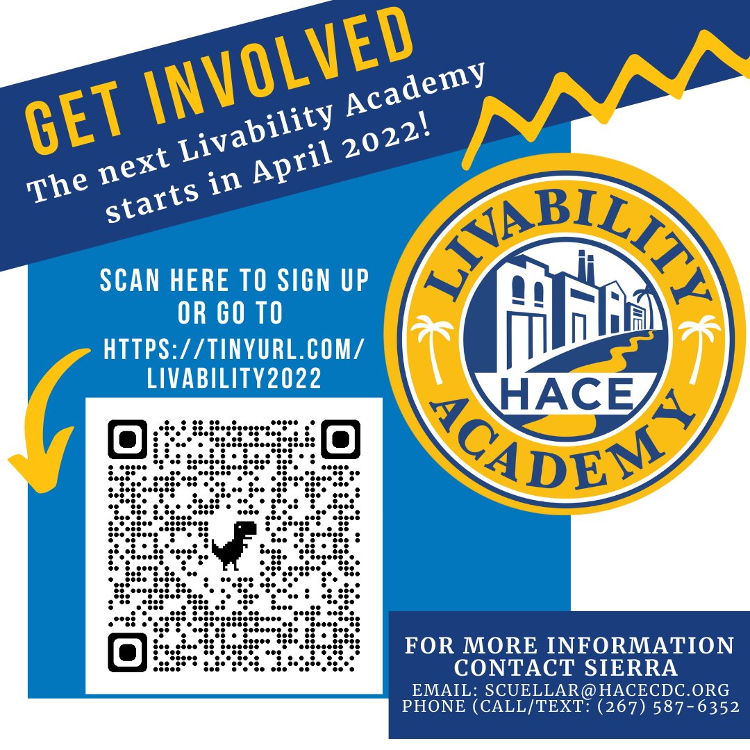 CdcHace's tweet image. Are you
► High school age or older?
► Can commit 4-5 hours weekly to the program?
► Living in/working in/familiar with the Fairhill, Kensington, or St. Hugh neighborhoods?
► Excited to make a difference in your community?
Join the Livability Academy!
tinyurl.com/livability2022
