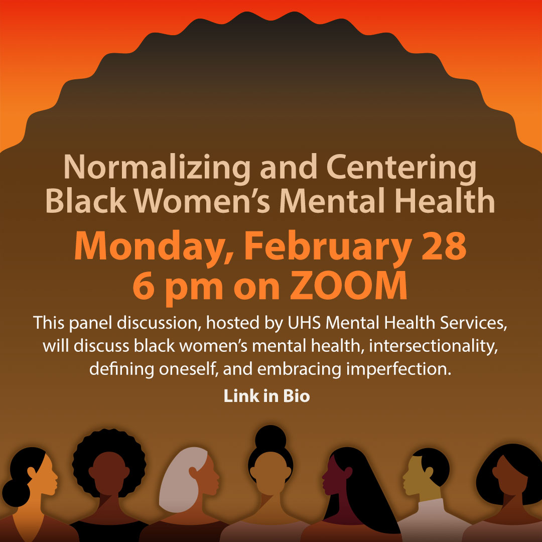 Join UHS Mental Health Services for a panel discussion focusing on black women's mental health, intersectionality, defining oneself, and embracing imperfection. 

Learn More: today.wisc.edu/events/view/16…
