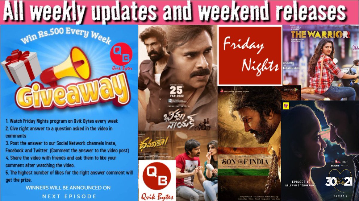 BytesQvik's tweet photo. All Weekend watching content in one place #Qvikbytes presents 
#FridayNights
#telugu #teluguwebseries #teluguottupdates #teluguottreleases #telugufilmnagar #telugufilms #telugushortfilm #telugushortfilms 

https://t.co/6rAcqVIbf9

https://t.co/lkTcQ2zQ3W
https://t.co/ISijKTFPKB https://t.co/WCnELWmBB6