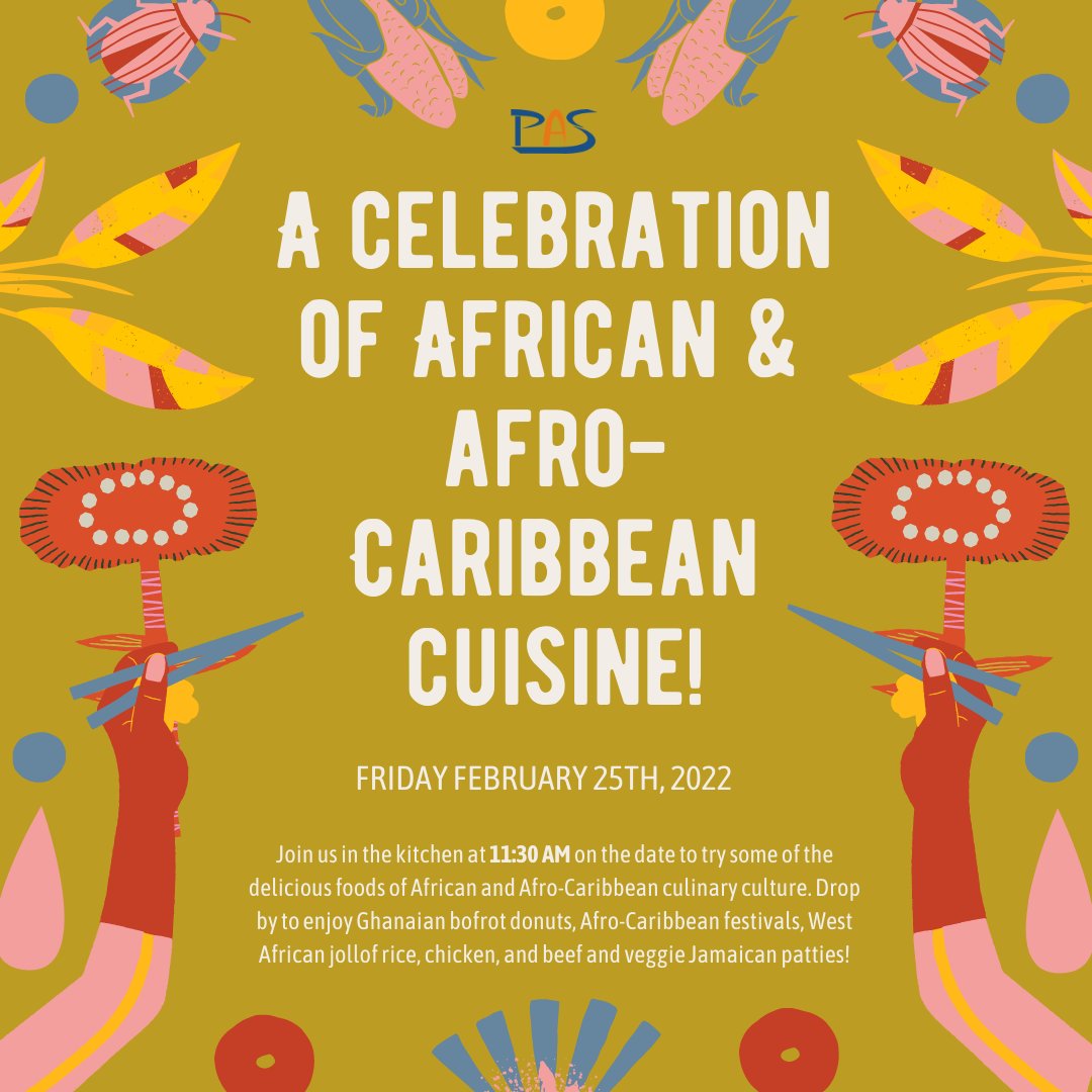 Who's hungry?! Join the Black Student Alliance leaders as they share some African &amp; Afro-Caribbean cuisine in celebration of #blackhistorymonth next Friday Feb 25th at 11:30am! 😊🤤Come on out and #celebrate!! #peelproud #sweetandsavory @pas_south @peelschools