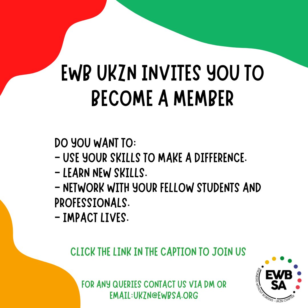 ewb_ukzn's tweet photo. Hello prospective member, please let us know you are interested in joining EWB by clicking on this link:
https://t.co/Thasyg30hy 

We look forward to having you in our team! https://t.co/CjEXypBVAH