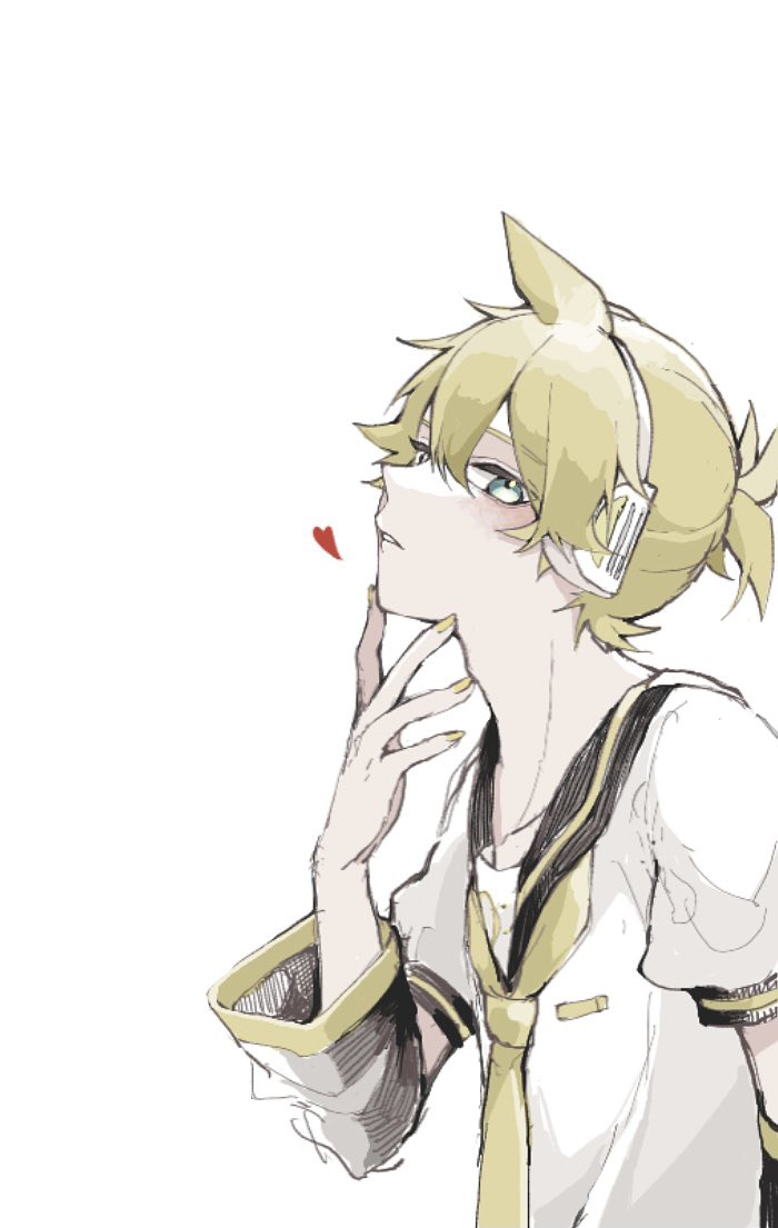 kagamine len 1boy male focus blonde hair necktie sailor collar heart yellow necktie  illustration images