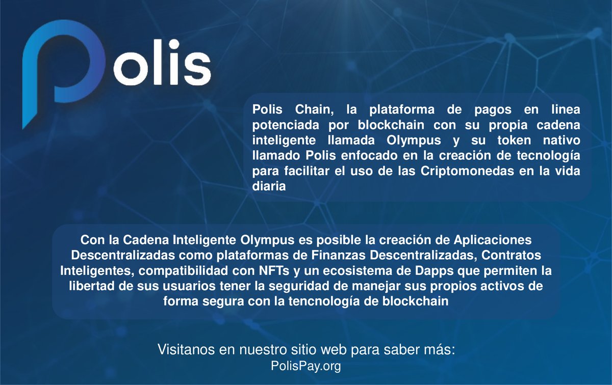 #PolisChain de la comunidad y para la comunidad.

Conoce más sobre nuestro proyecto y forma parte de nuestras comunidades, te esperamos!

- polispay.org
- discord.gg/VyNZvMrS2N
- t.me/polishispano

<a href="/PolisChain/">Polis Chain</a> #blockchain #Criptomonedas #DeFi #SmartChain