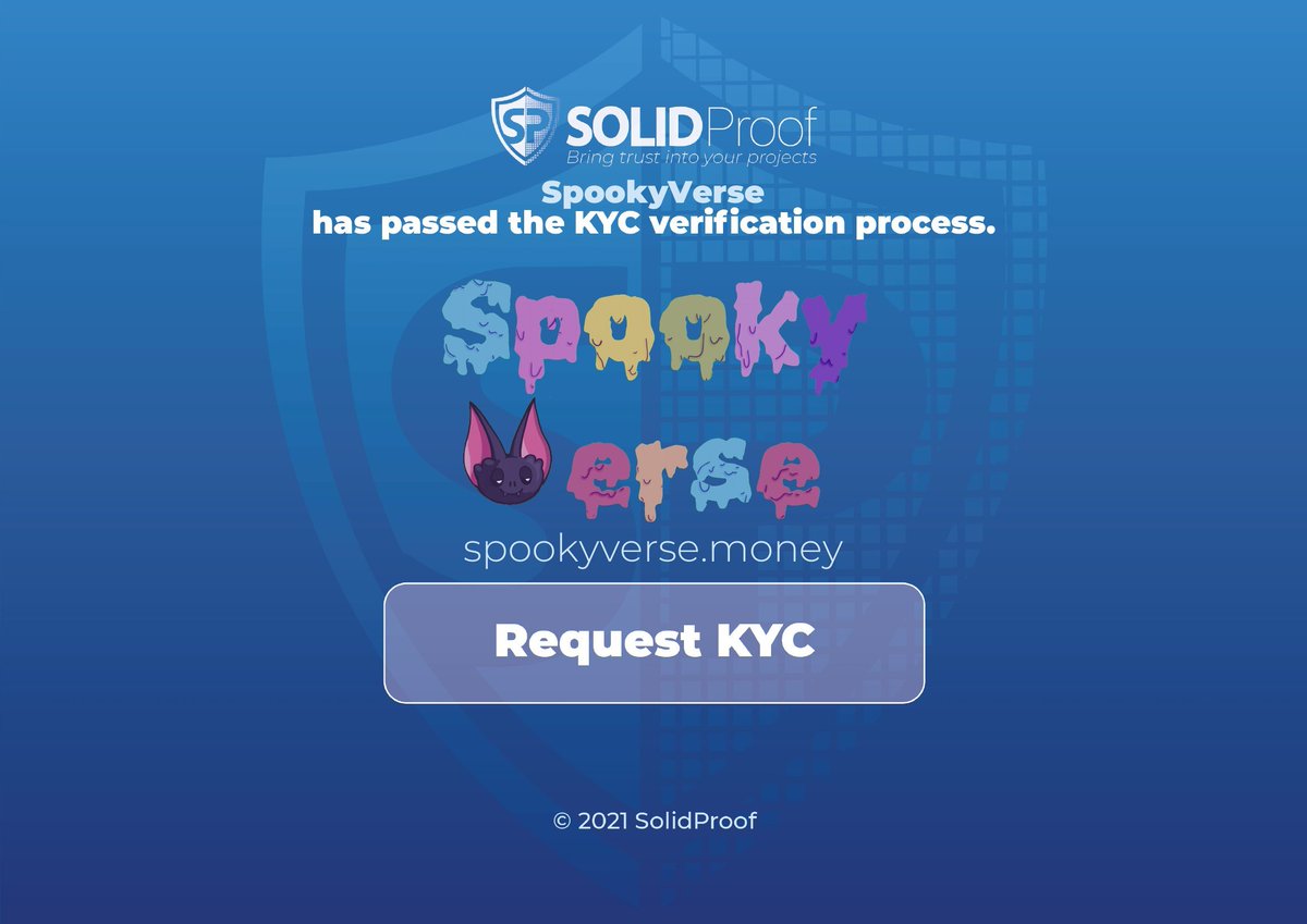 You asked, we promised, we deliver⏬

Delighted to be KYC with <a href="/SolidProof_io/">SolidProof.io Official</a> 

We're in it for the long haul $fear #spookyarmy

RT, LIKE🖤🧡

spookyverse.money

#spookyarmy #spookyfamily
#nodes #nodeslife #NodeLife
#Univfork #DaaS #NAAS #KYC 
#passivehouse