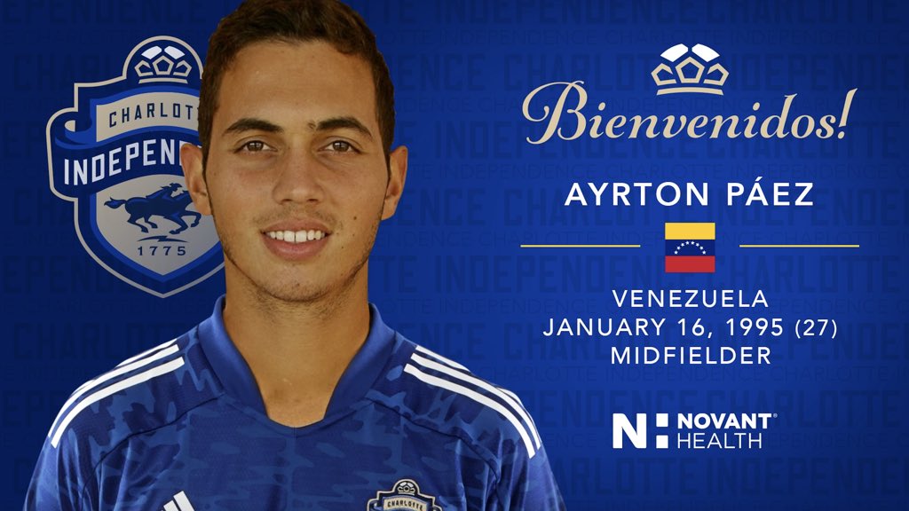 Páez to Charlotte! | #WeAreCLT 

Ayrton Páez joins Hector Acosta as both reinforce the Charlotte Independence ahead of the 2022 USL League One season! 🏇

Páez has 2 goals and 3 assists from 22 appearances last season with Estudiantes de Mérida.