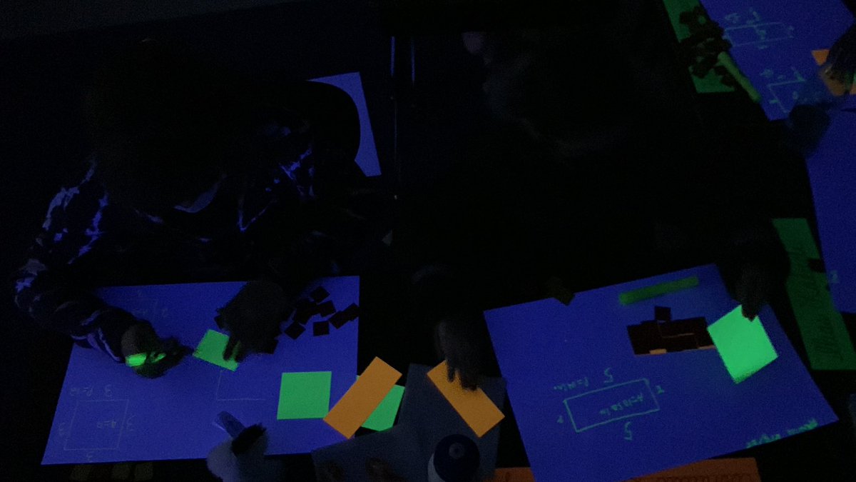 MLBrowning73's tweet photo. Blacklight Friday with area and perimeter of rectangles and composite shapes @NISDElemMath @NISDCNE https://t.co/Mjdlj6iapo