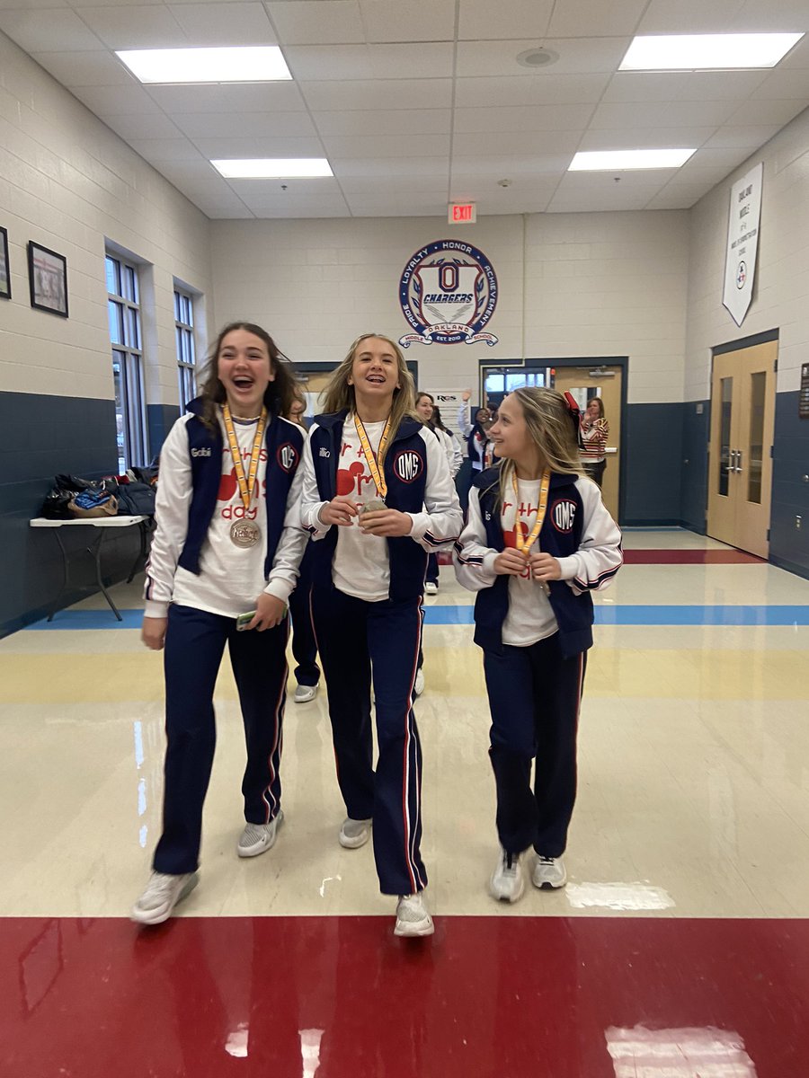OaklandMS_Cheer's tweet photo. This morning our school honored us and @OMS_Swimming with a hallway rally to celebrate our accomplishments this season. We had so much fun and appreciate @ruistori1 and @OMS_Chargers for supporting us all season! We are so happy we could bring a Silver medal back to OMS!!! ❤️🤍💙 https://t.co/ow80DVK48k
