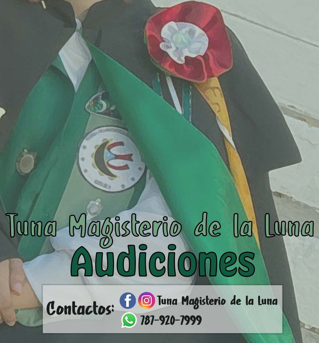 TMDLPR's tweet photo. AUDICIONES 🎶🎸🎻🎶

Si te gusta cantar o sabes tocar algún instrumento, la Tuna Magisterio de la Luna te invita a ser parte del buen tunar. Una experiencia que te brindará alegría, música y hermandad. No pierdas esta oportunidad y contáctanos para más información. https://t.co/6WG3575ALb