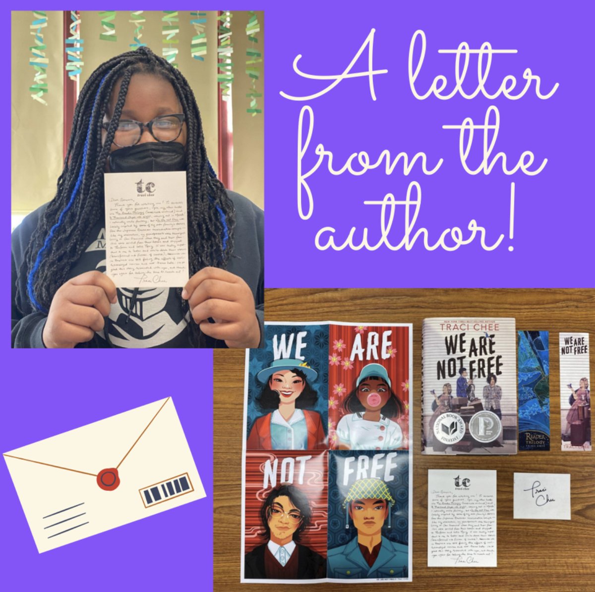 In the fall, 6th grade students participated in book clubs, and read books about World War II. After reading their books, some students decided to write to the authors. One of our students received a letter back from her author, Traci Chee, today! How exciting!!! #ips91 #myips