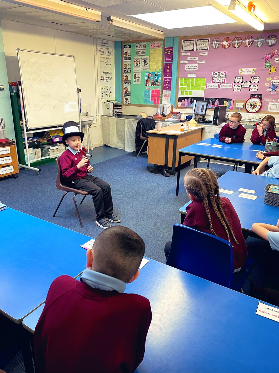 MissM_4a's tweet photo. This week we had more guests take on The Inventors Hat 🎩 
We were delighted to speak to Mary Anderson, who invented window wipers 🚘 
Frank Epperson who invented the popsicle.
Thomas Edison who invented the💡 and Gustave Eiffel who designed the  Eiffel Tower 🤗 
@StTimothysG41 https://t.co/f0QOT7efzW