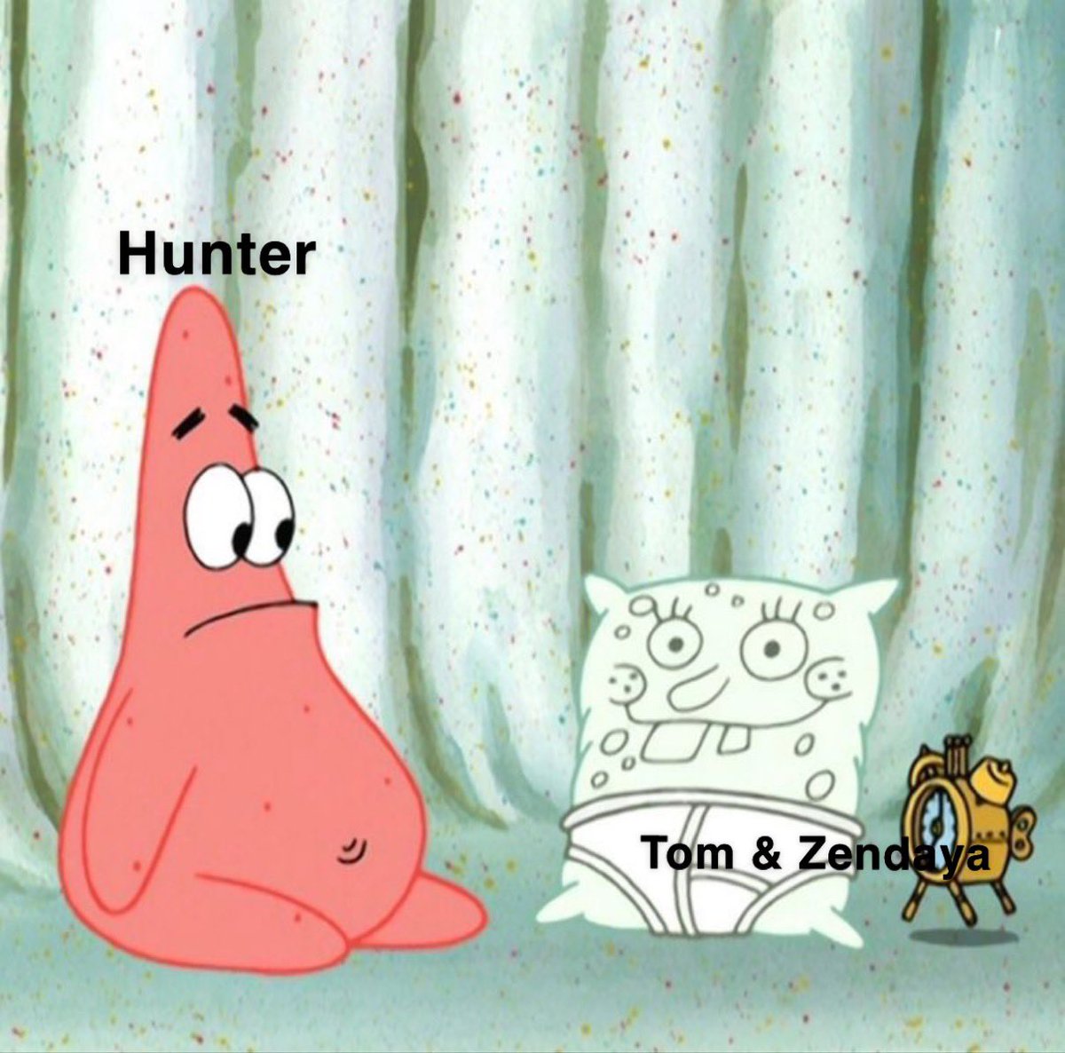 leslieq__'s tweet photo. Hunter third wheeling with Tom and Zendaya is making me chuckle <3 https://t.co/42VXWqBiml