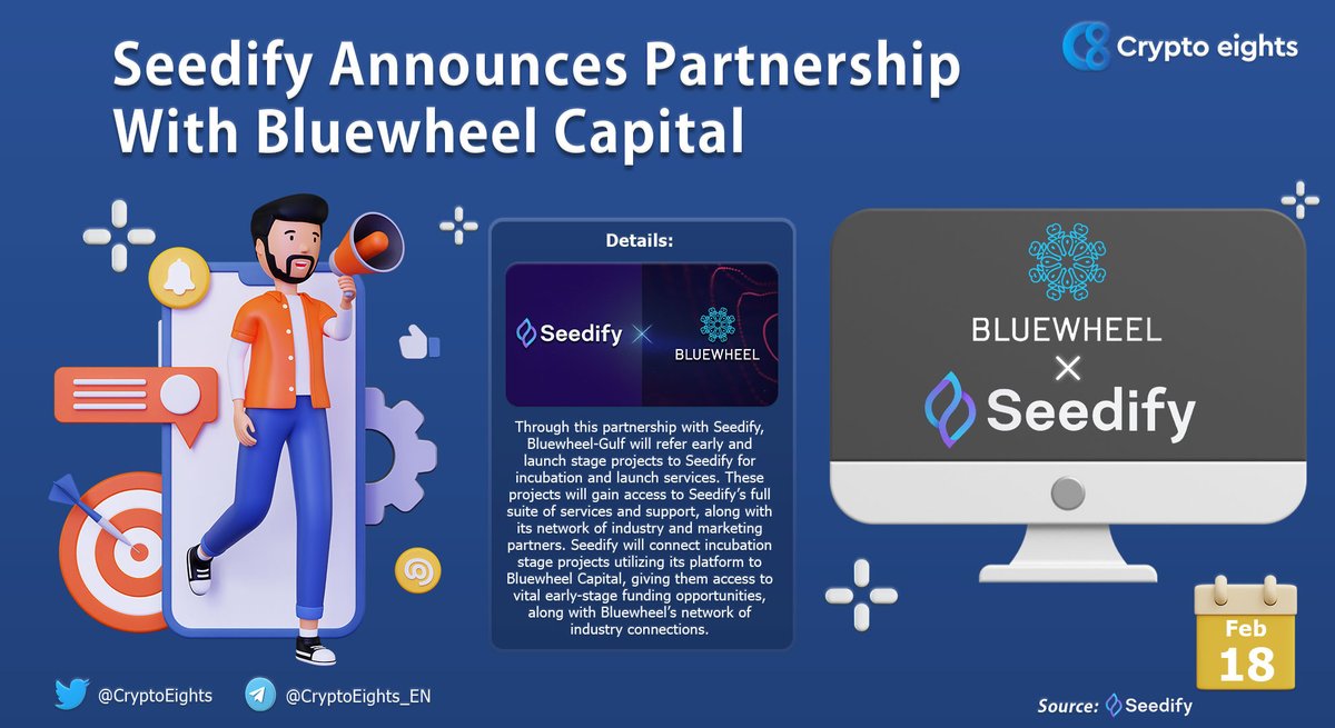 CryptoEights's tweet photo. 🔹 @SeedifyFund Announces Partnership With @BluewheelC 

⚡️ As a partner, #Bluewheel Capital will both complement and add strength to #Seedify’s efforts to support and drive #GameFi growth and innovation.

👉 https://t.co/Qab7CL8cuN https://t.co/lKndG8gSl2