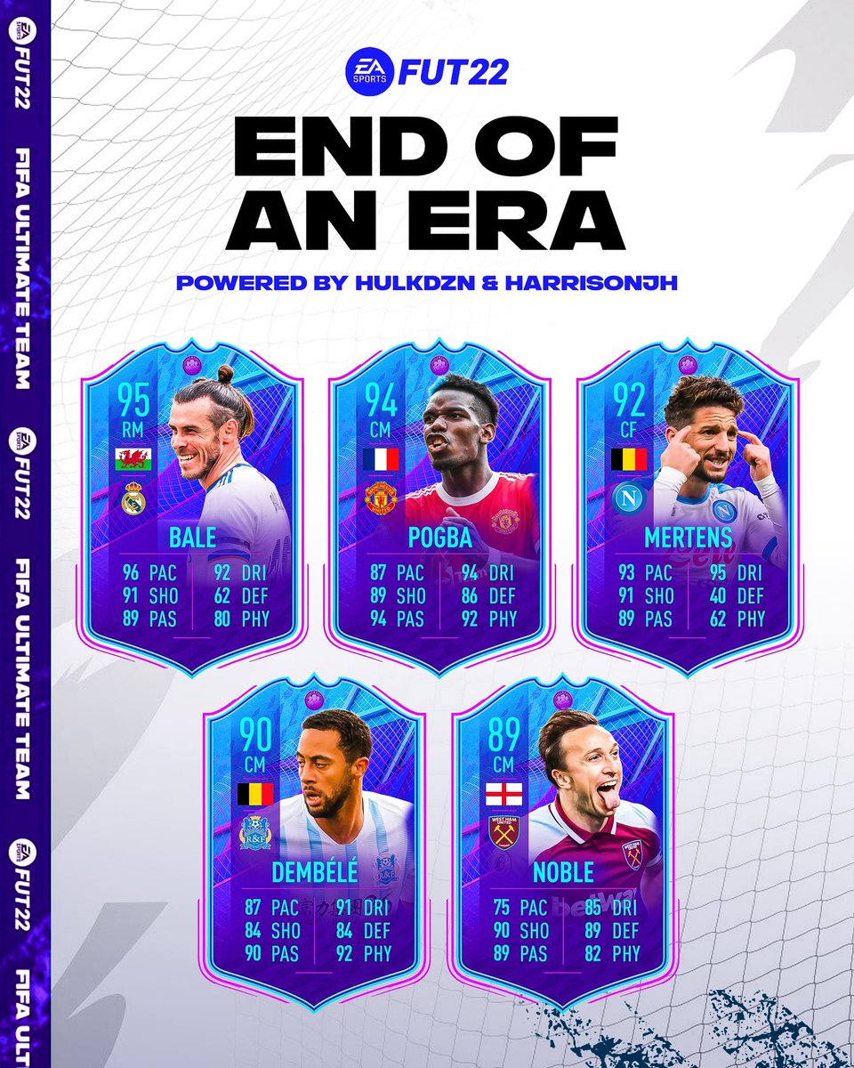 HarrisonJH_'s tweet photo. #FUT22 End of an Era 📖

95 #Bale 🏴󠁧󠁢󠁷󠁬󠁳󠁿, 94 #Pogba 🇫🇷 &amp; 92 #Mertens 🇧🇪 

@Hulkdzn | #FIFA22 https://t.co/7lhRUU8jch