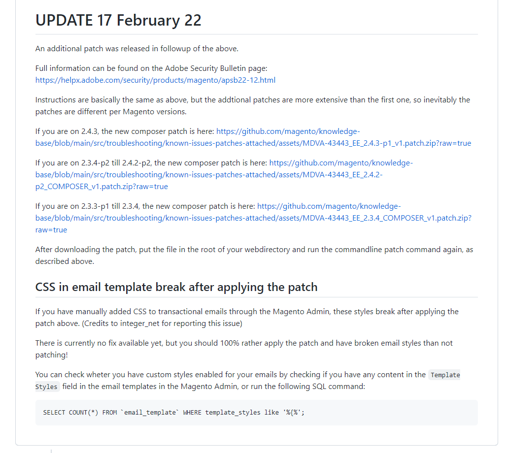 Adobe released an additional patch for all Magento 2 versions, and you should again patch TODAY.

If you have no time, please refer to my <5 minute instructions in this gist: 

gist.github.com/wigman/171f931…

#magento