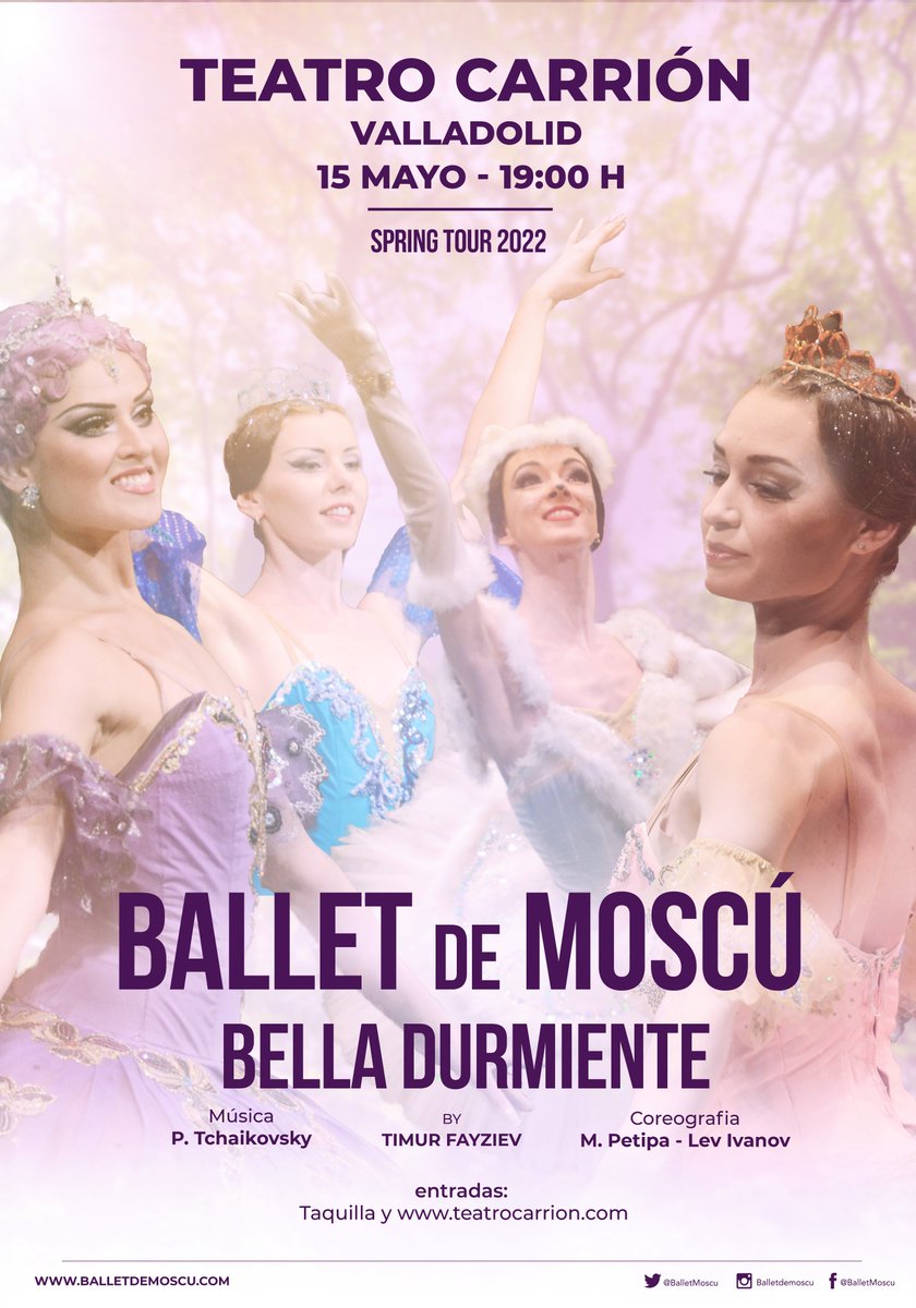 Ballet de Moscú continúa celebrando sus más de 30 años, invitándonos a disfrutar de una de las obras más emblemáticas del repertorio clásico de ballet, “Bella Durmiente” ¡Entradas ya a la venta!

📅  Domingo, 15 de Mayo 19:00
🎟 teatrocarrion.com/la-bella-durmi…

#balletdemoscu