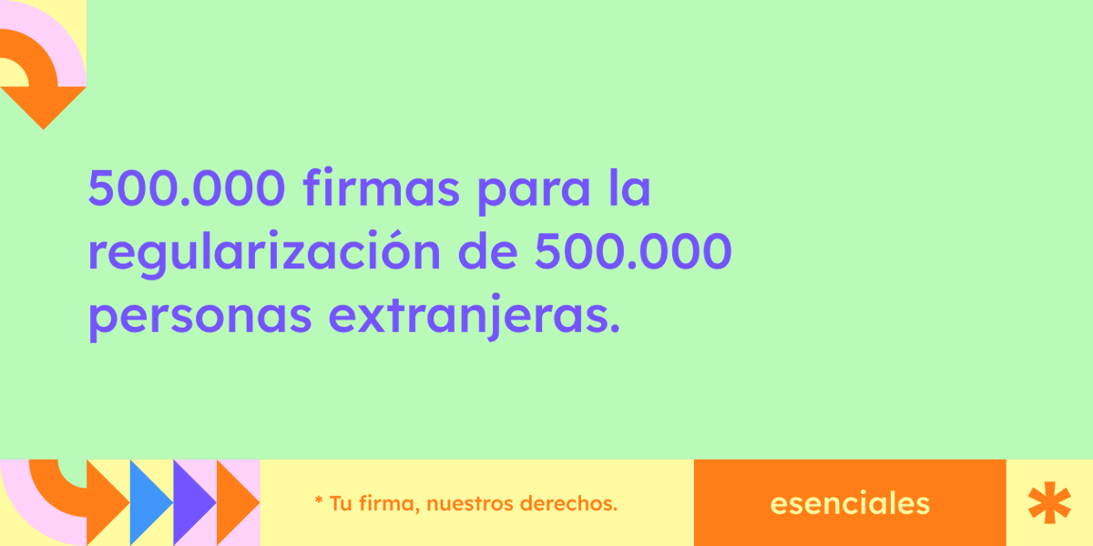 esenciales_info's tweet photo. ¡Hola! 👋🏼

Estamos aquí para llevar una Iniciativa Legislativa Popular al @Congreso_Es. Necesitamos 500 mil firmas para regularizar de forma extraordinaria a 500 mil personas que no pueden ejercer sus derechos. https://t.co/QbHy0KYbWY