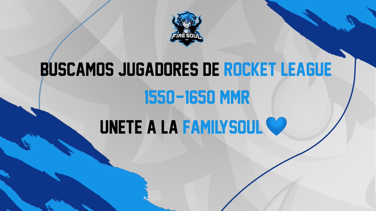 ¡Buscamos jugadores de #RocketLeague para la SFL!

¡Únete a la #FamilySoul💙!