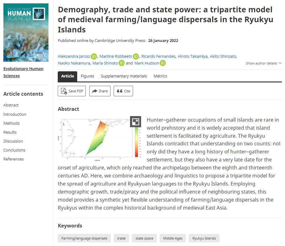 Journal_EHS's tweet photo. 'Demography, trade and state power: a tripartite model of medieval farming/language dispersals in the Ryukyu Islands' https://t.co/k9H0QZmAwf
#research #article #journal #OpenAccess #Farming #languagedispersals #trade #statespace
#MiddleAges #RyukyuIslands https://t.co/qYARXnkjGt