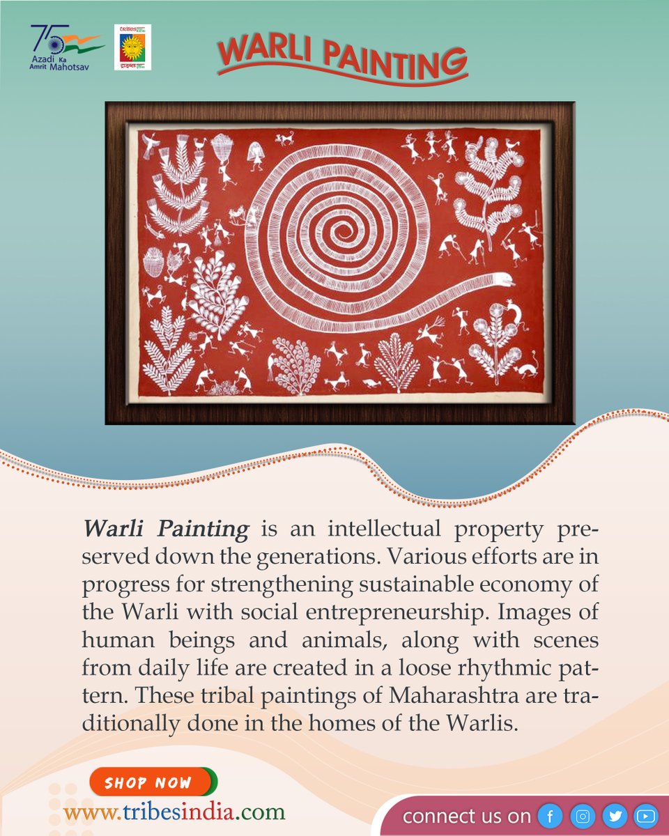 TribesDilli's tweet photo. 𝐖𝐚𝐫𝐥𝐢 𝐏𝐚𝐢𝐧𝐭𝐢𝐧𝐠
Warli Painting is an intellectual property preserved down the generations. Various efforts are in progress for strengthening sustainable economy of the Warli with social entrepreneurship...

Visit https://t.co/Pakq1FS2lH

#BuyTribal #Vocal4Local #Warli https://t.co/qJxlC0Khyk