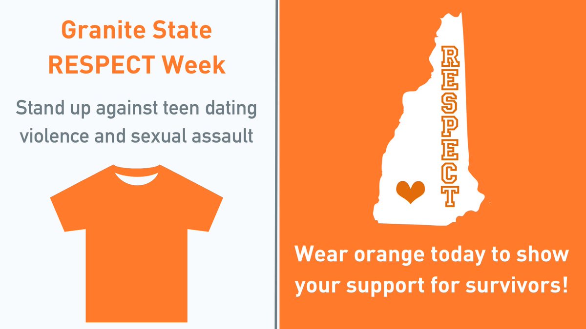 NHCADSV's tweet photo. We remind students to "Stand Strong!" Today, students will close out #RespectWeekNH by writing pledges about how they plan to continue to stand up against teen dating violence & sexual assault all year long. They'll also wear orange to show their support for survivors! #TDVAM2022 https://t.co/PeiUR19ft2