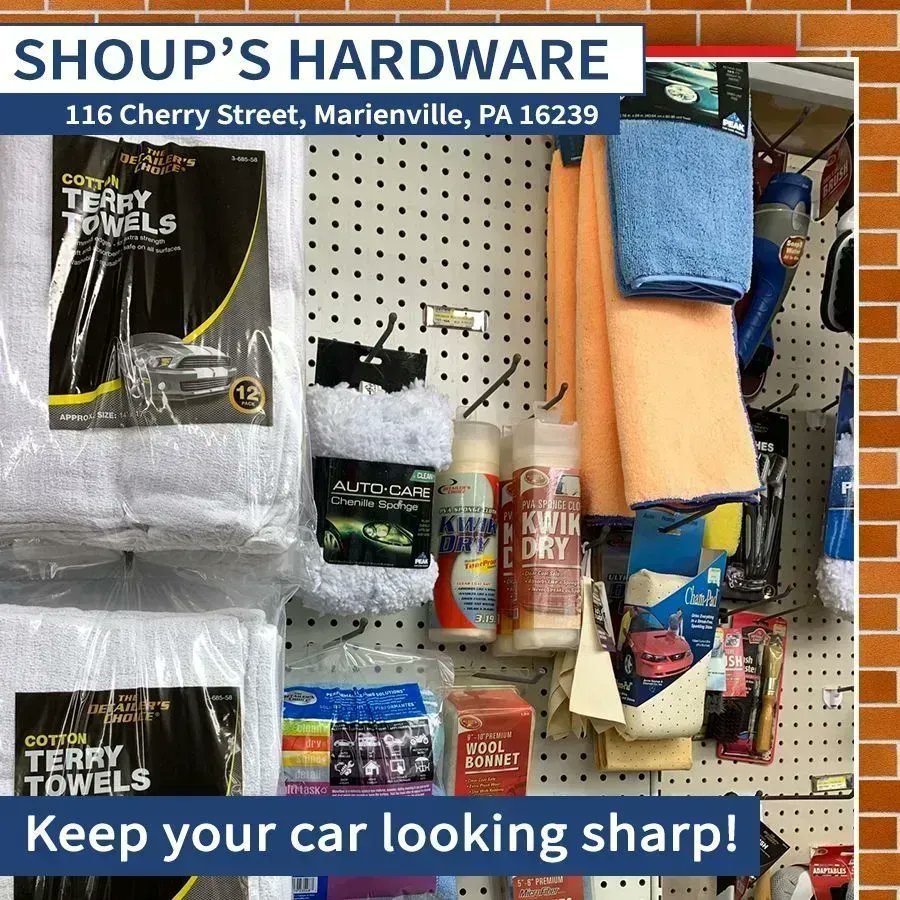 HardwareShoup's tweet photo. Keeping your car clean helps the paint stay vibrant and shine! Shoup’s Hardware is located at 116 Cherry Street, Marienville, PA 16239. We carry a broad selection of products to help you get the job done! (814) 927-6683.
#HardwareStore #MarienvillePA #Tools #Supplies #ShopLocal https://t.co/Sh6LGdP1jC