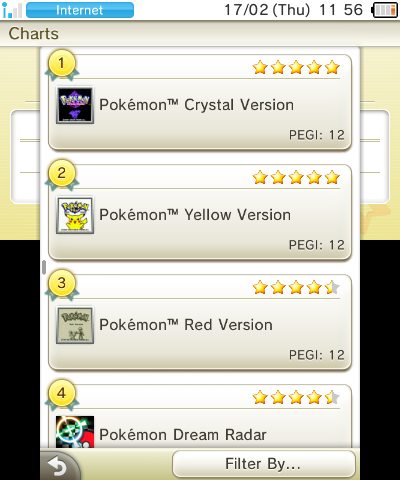 JonComms's tweet photo. Unsurprisingly Recent 3DS Bestsellers are dominated by Pokémon games

Game Boy can't officially trade to GBA so these having Bank support is very important. Only official way to get 8 bit Pokémon to modern games https://t.co/seAp9WDLBz