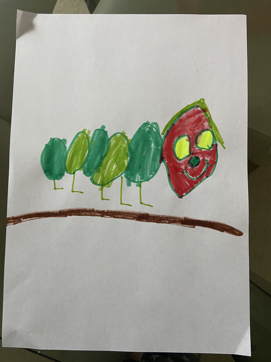 LangmuHol's tweet photo. @stbartsRWB Tom has really enjoyed his home learning activities today - he really liked creating and drawing a ‘healthy plate’ inspired by The Very Hungry Caterpillar (he even drew the caterpillar 🐛 too!) https://t.co/jV07NdXySu