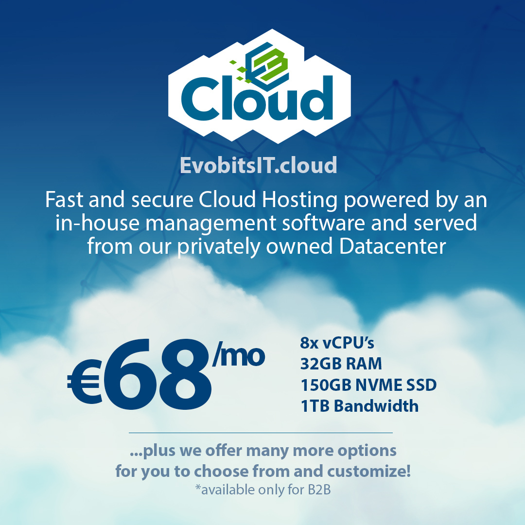 EvobitsIT.cloud - Epyc compute with insanely fast NVME-only storage, served in an intuitive and easy to use package.