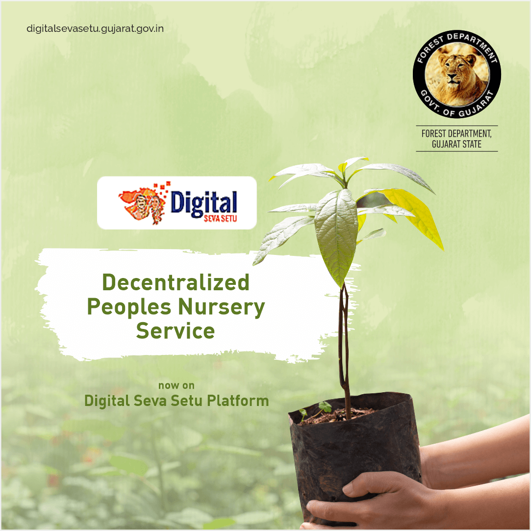 The Decentralized Peoples Nursery Service has been integrated on #DigitalSevaSetu. Citizens can access similar services from eGram centres in a convenient and timely manner. @narendramodi @PMOIndia @moefcc @CMOGuj @bhupendrapbjp @AshwiniKChoubey @KiritsinhJRana @MLAJagdish