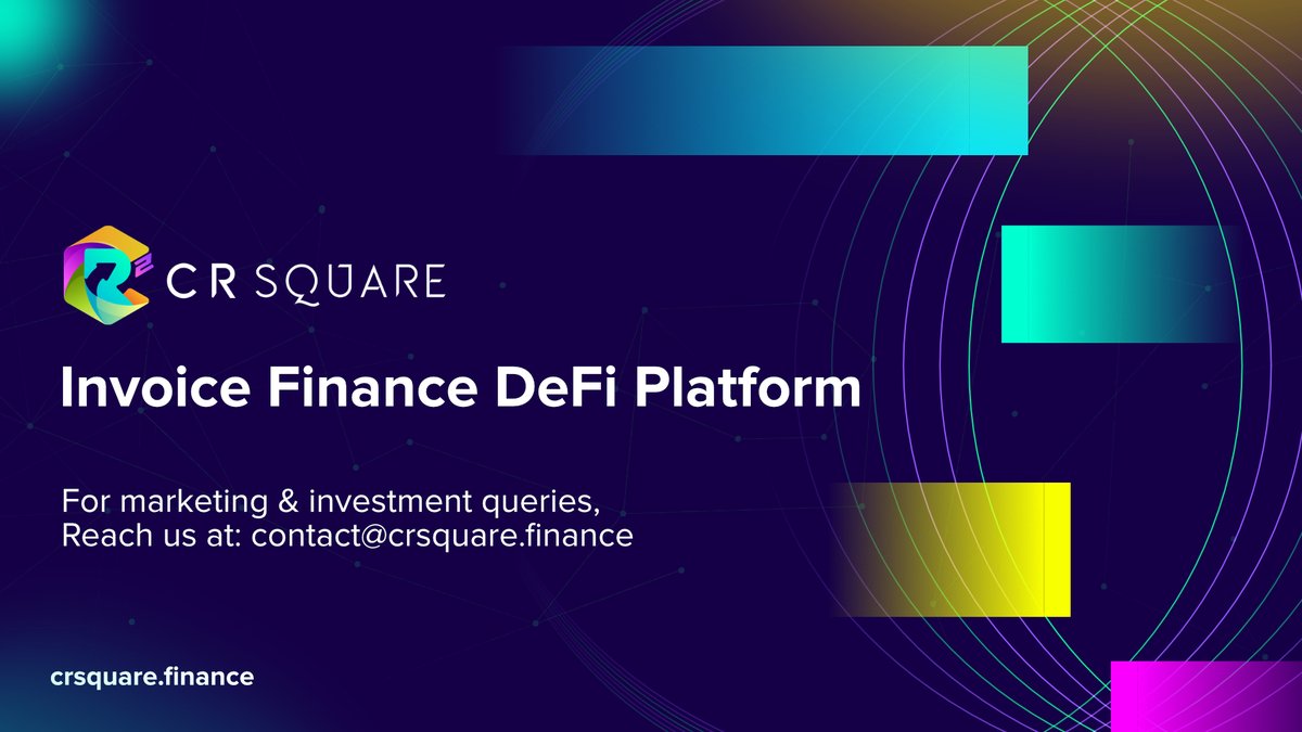 CR Square - We are building a New Economy 
Interoperable Invoice Finance DeFi 

Our website is live now! 
Kindly visit: crsquare.finance
 
We are pleased to share our Whitepaper to the beloved community. 
Kindly check: whitepaper.crsquare.finance
#DeFi #finance #cryptocurrency