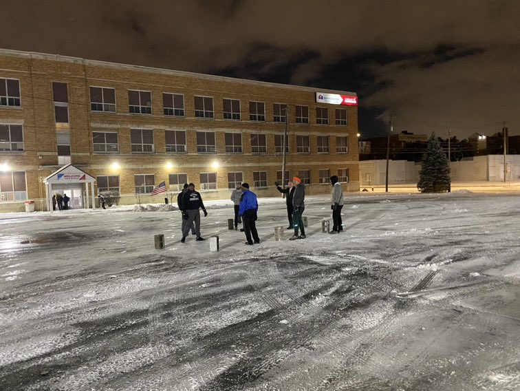 Even an ice storm does not stop our pax. May of needed ice skates but it is cool.