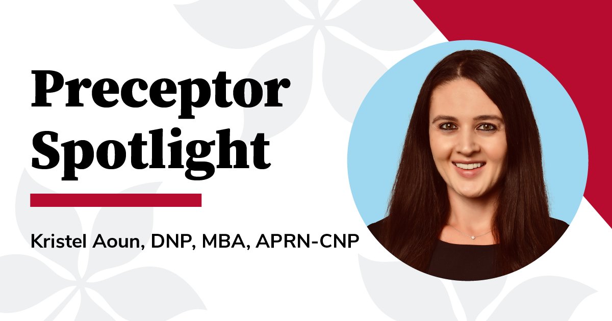 osunursing's tweet photo. Congrats to Dr. Kristel Aoun, our February #PreceptorSpotlight &amp; @osuwexmed #NP. 🎉 Why does she precept? "As healthcare continues to evolve...it's important for our future NPs to evolve as leaders in the field. [I] hope to give back with clinical education." Thank you Dr. Aoun! https://t.co/iWaNIAW1vH