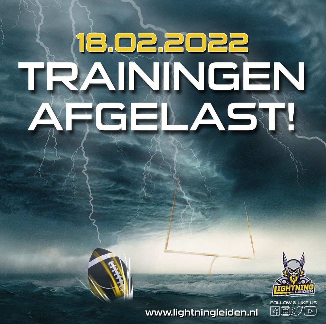 Storm Eunise blaast trainingen af

Wegens de voorspelde weersomstandigheden 🌪💨⚡ heeft het bestuur besloten vanavond alles af te gelasten.

Let op: het park blijft wat betreft Lightning dus gesloten vanavond.

#StormEunice #storm #lightningleiden #trainingen #afgelast