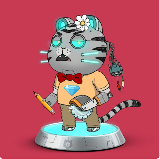 doosikida's tweet photo. Hello, friends! look at this cat. If you look closely, it's not a cat!
this cat drew stripes on its face and tail with a pencil in its hand. Isn't it so cute to think of a robot that would have painted alone in front of the mirror? 
That's why I like him.
#CATBOTICA @CATBOTICA https://t.co/X8ASJBrwEp