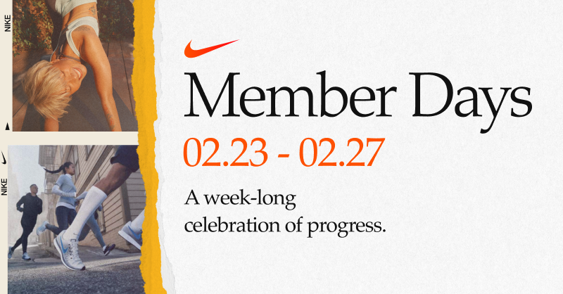 Nike's tweet photo. Join us as we celebrate you — through exclusive access to products, special offers, and content during Member Days.